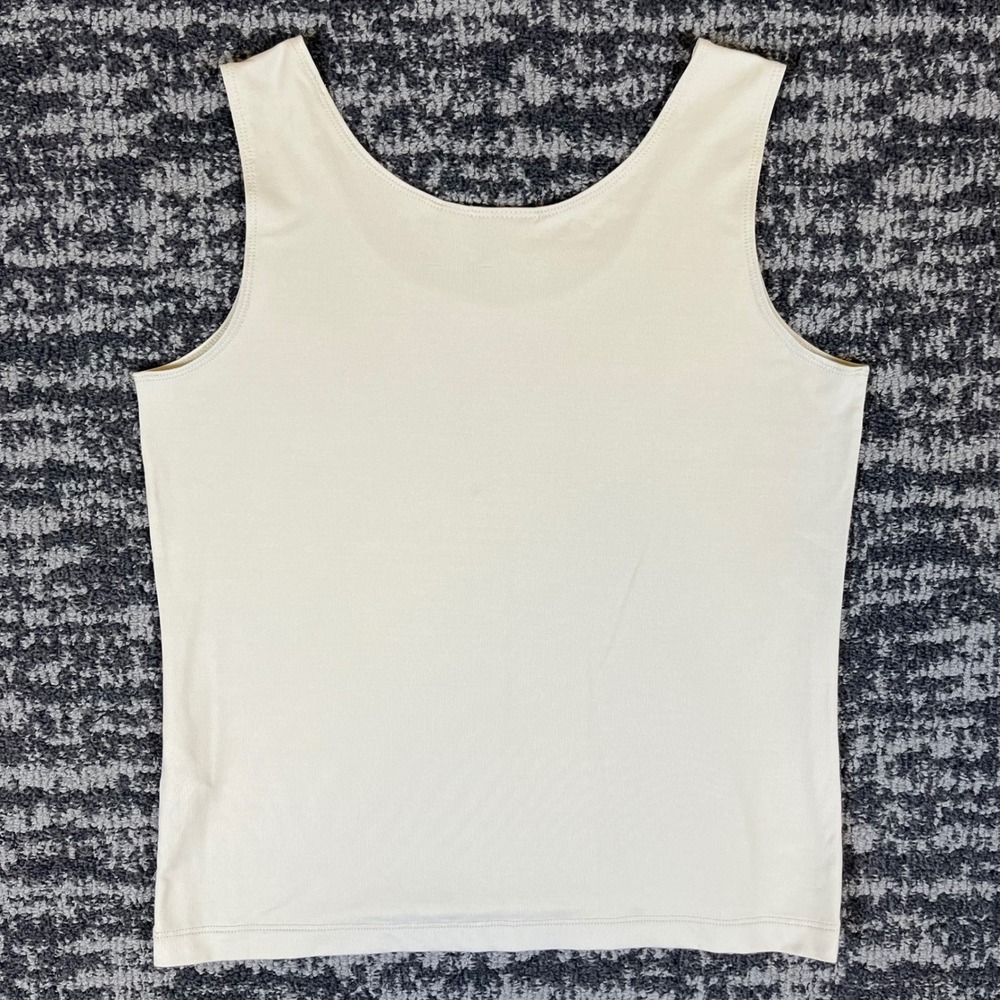 Chico's Tank Top Womens Size 1 Beige Microfiber Scoop Neck Sleeveless Stretch - Picture 2 of 8